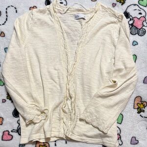 Croft & Barrow Ivory Lace Accent Cardigan